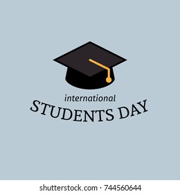 International students day. Vector background with hat