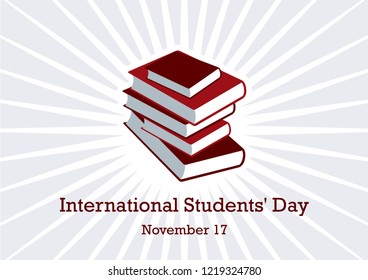International Students' Day vector. The date commemorates the anniversary of the 1939 Nazi storming of the University of Prague. Stack of books. 