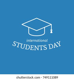 International students day. Vector linear background with hat
