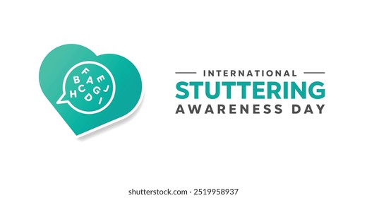 International Stuttering Awareness Day. Human, message and heart. Great for cards, banners, posters, social media and more. White background.