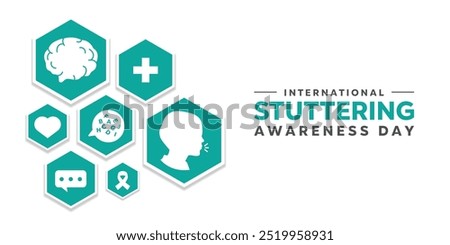 International Stuttering Awareness Day. Human, message, plus icon, ribbon and more. Great for cards, banners, posters, social media and more. White background.