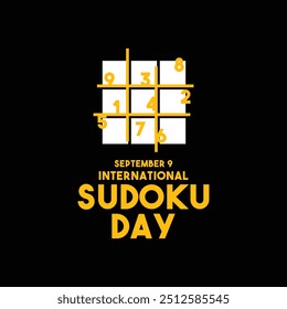 International Sudoku Day. September 9. Black background. Eps 10.