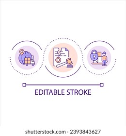 International supply chain law issues loop concept icon. Distribution disruption causes abstract idea thin line illustration. Isolated outline drawing. Editable stroke