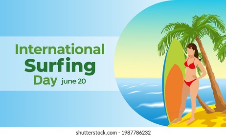 International Surfing Day on june 20 business brochure flyer banner design horizontal template vector, cover presentation abstract, modern publication poster and flag-banner, layout in rectangle size.