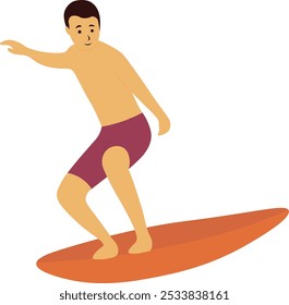 International Surfing Day People Character with Simple Cartoon Style. Vector Illustration