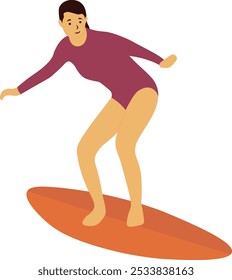 International Surfing Day People Character with Simple Cartoon Style. Vector Illustration