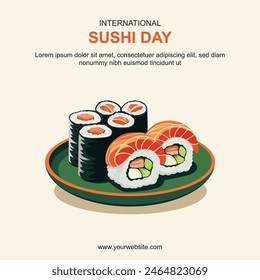 International Sushi Day background. Vector illustration.