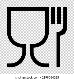 The international symbol for "food safe" material is a wine glass and a fork icon.  Isolated on transparent background. Universal symbols and signs series.