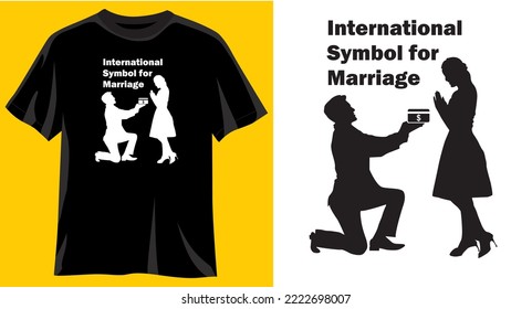 International Symbol For Marriage, Funny Graphic T-shirt Design, Typography Slogan With Cartoon Couple, Vector Illustration For T-shirt.