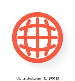International symbol  in orange with drop shadow on white background