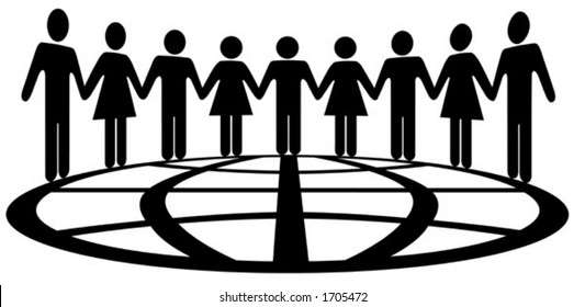 International symbolism for global cooperation, teamwork, interconnection, network, unity...