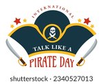 International Talk Like A Pirate Day Vector Illustration with Cute Pirates Cartoon Character in Hand Drawn for Web Banner or Landing Page Templates