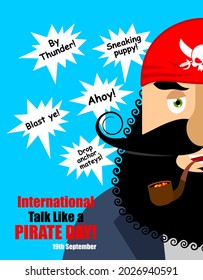 International Talk Like A Pirate Day. pirate talk and words. Holiday vector illustration