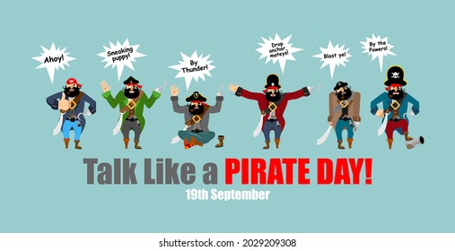 International Talk Like A Pirate Day. pirate talk and words. Holiday vector illustration