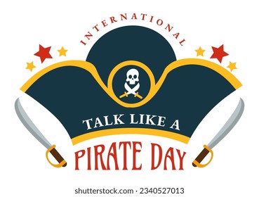 International Talk Like A Pirate Day Vector Illustration with Cute Pirates Cartoon Character in Hand Drawn for Web Banner or Landing Page Templates