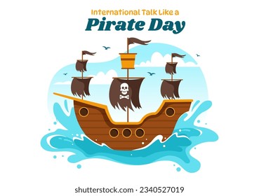 International Talk Like A Pirate Day Vector Illustration with Cute Pirates Cartoon Character in Hand Drawn for Web Banner or Landing Page Templates