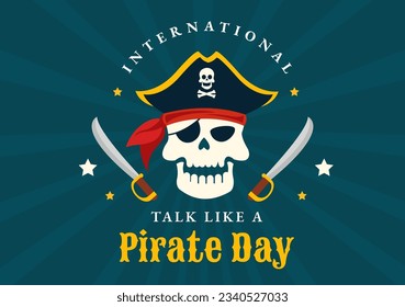 International Talk Like A Pirate Day Vector Illustration with Cute Pirates Cartoon Character in Hand Drawn for Web Banner or Landing Page Templates