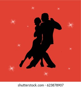 International tango day. Dancing couple: man and woman in vector