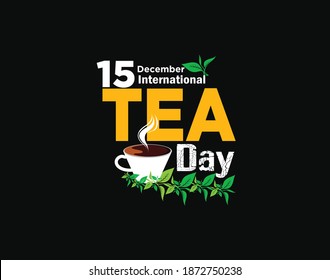 International Tea Day. December 15. Tea bag. Holiday concept. Template for background, banner, card, poster with text inscription. Vector Illuatration