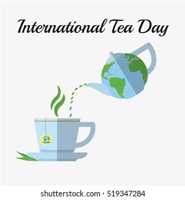 International Tea Day, december 15. Pouring tea from kettle