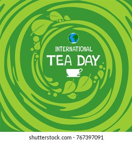 International Tea Day. December 15. Cup with floral design elements. Vector Illustration.
