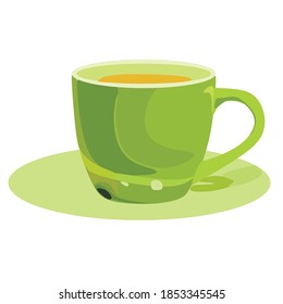International tea day. Green mug with tea on white background. Vector illustration