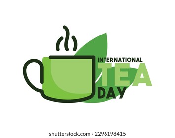International Tea Day. May 21. Vector a glass of hot tea. White background. Poster, banner, card, background. Eps 10.