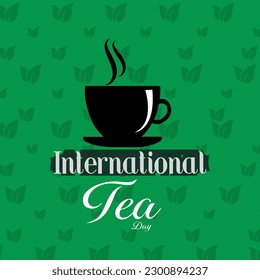 International Tea day. Realistick tea cup and world map concept . design for social media.
