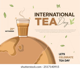 International Tea Day vector illustration creative, 21st September chai day and tea cup with vector illustration social media post, tea creative, International Tea day banner creative