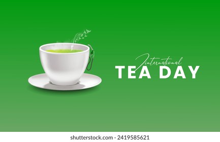 International Tea Day. World Tea Day design for social media posts. 3D Illustration