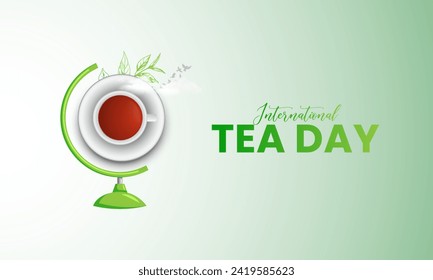 International Tea Day. World Tea Day design for social media posts. 3D Illustration