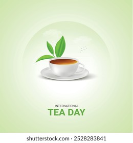 International Tea Day. World Tea Day design for social media posts. 3D Illustration