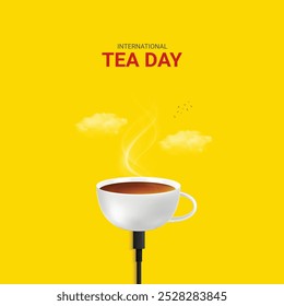 International Tea Day. World Tea Day design for social media posts. 3D Illustration