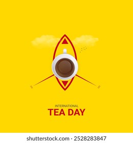 International Tea Day. World Tea Day design for social media posts. 3D Illustration