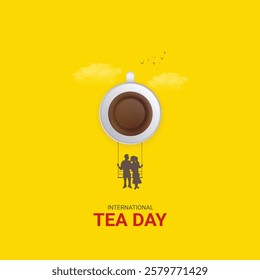 International Tea Day. World Tea Day design for social media posts. 3D Illustration