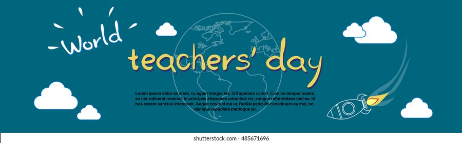 International Teacher Day World Holiday Banner Flat Vector Illustration