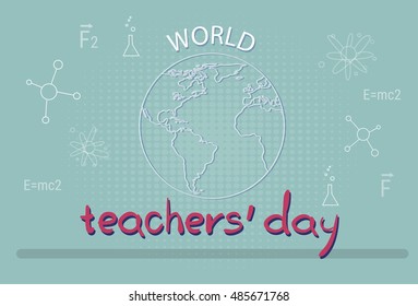 International Teacher Day World Holiday Banner Flat Vector Illustration