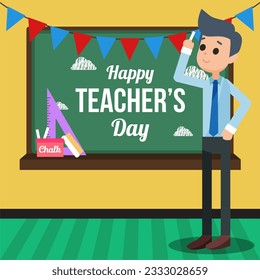 International Teachers' Day Background Illustration Web Banner. Teachers' Day Event Background Illustration