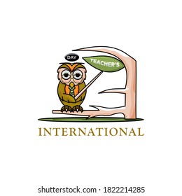 International teachers day with owl  concept design vector