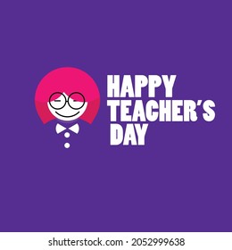 International Teacher's Day with purple background. Logo and Icon Vector
