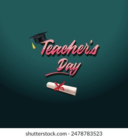 international teachers day text effect, unique Vector design