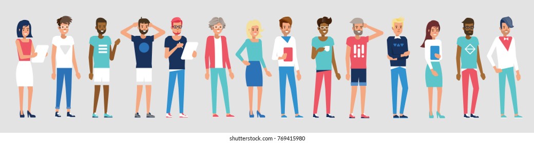 International team of developers IT industry Vector illustration