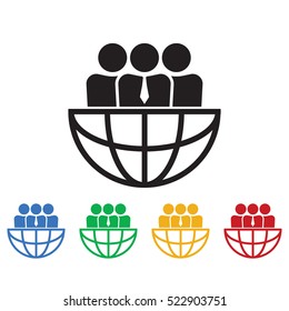 International Team work icon. Business icons set of colors