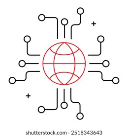 Internationale Technologie und digitale Netzwerke, Vektorsymbol-Design, digitale Netzwerke, globale Technologie, weltweite Innovation, globale Konnektivität