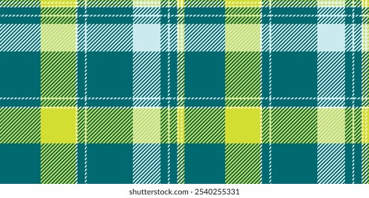 International texture textile pattern, france check tartan plaid. Layered fabric vector background seamless in cyan and pear colors palette.