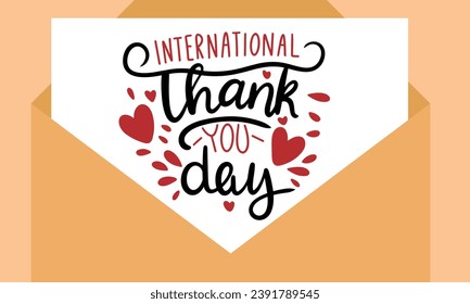 International Thank You Day card inscription. Handwriting International Thank You Day banner. Hand drawn vector art.