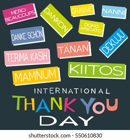 International Thank You day card in different languages