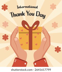 International Thank You Day Illustrations Set with Gifts and Hands