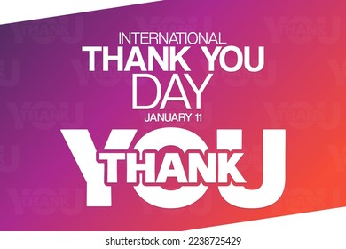 International Thank You Day. January 11. Vector illustration. Holiday poster