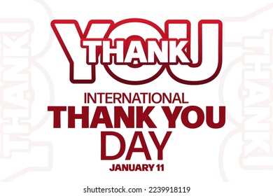 International Thank You Day. January 11. Vector illustration. Holiday poster